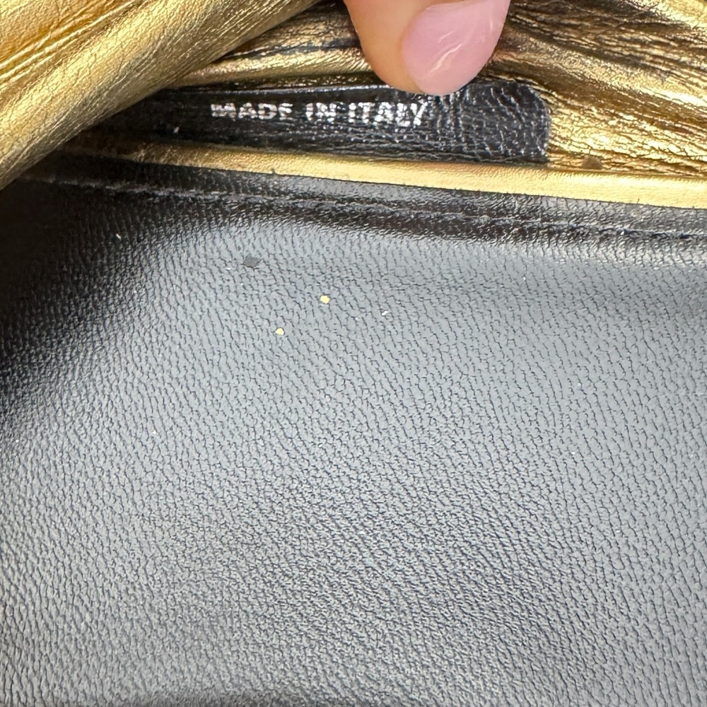 Balenciaga Drapy Gold Leather Slip‎ On Slide Sandals - Picture 6 of 9